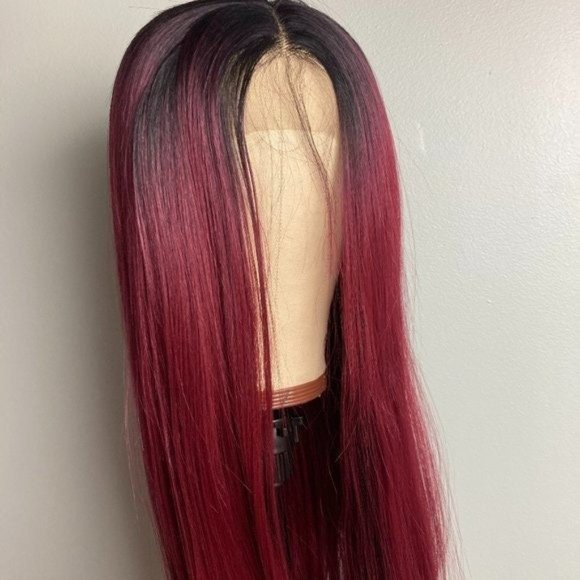 Straight Long Black Red Lace Front Wig - Picture 3 of 9
